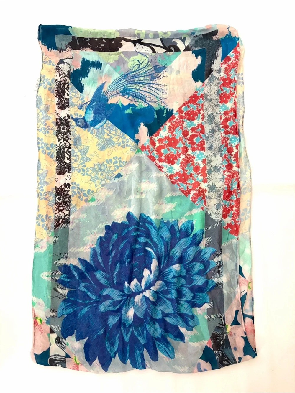 Anthropologie Susannagh Grogan Infinity Scarf Cashmere Bland Patchwork Floral